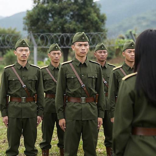 Group of Soldiers in Green Military Uniforms Outdoors
