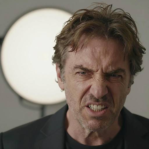 Tense Portrait of a Middle-Aged Man