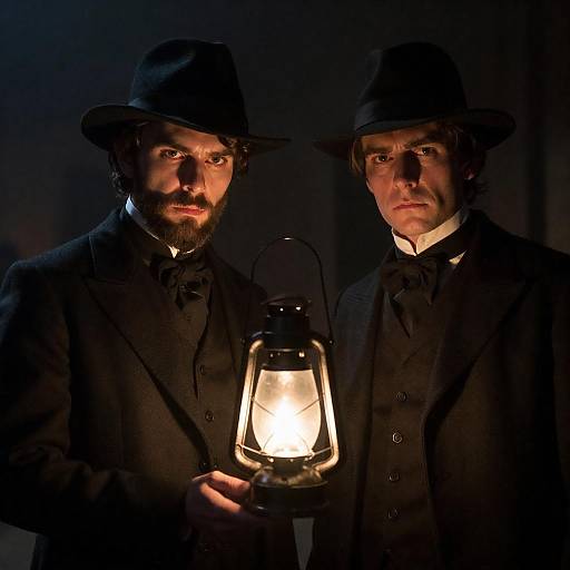 Mysterious Victorian Men with Lantern