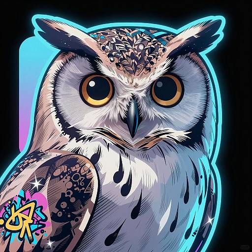 Cyberpunk Anime Owl Illustration