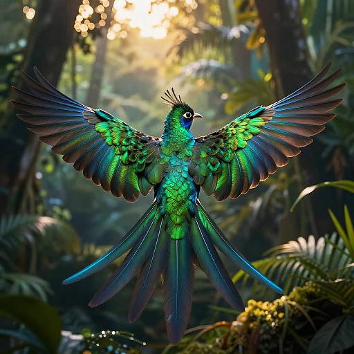 Vibrant Quetzal Wings at Golden Hour