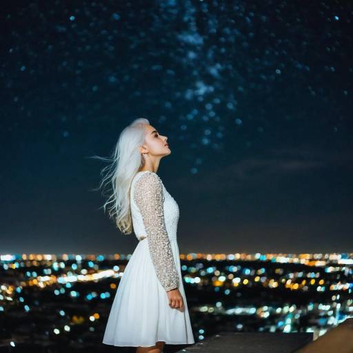 Girl Gazing at a Starry Night Sky