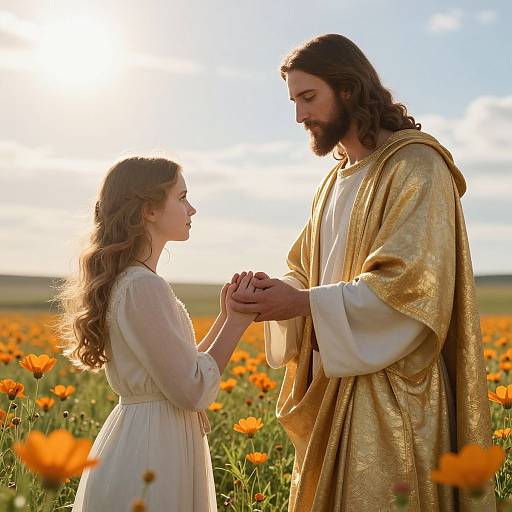 Jesus Guiding Light with Woman