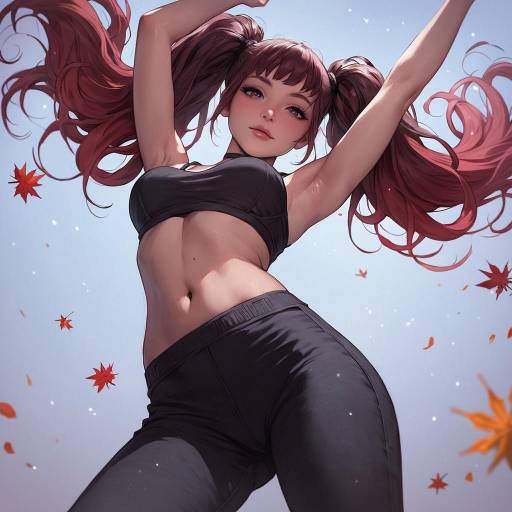Dynamic Autumn Pose of a Girl