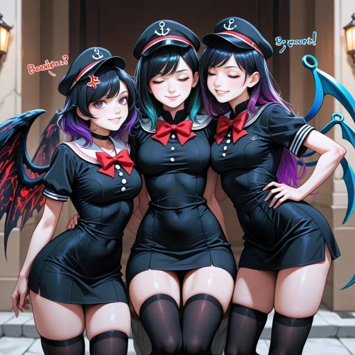 Anime Girls with Colorful Hair Ensemble