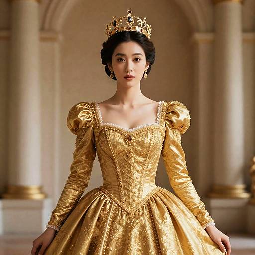 Regal Woman in Golden Attire