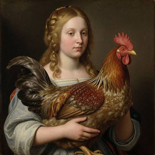 Renaissance Woman with Feathered Chicken
