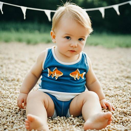Realistic Infant Boy with Goldfish Bunting