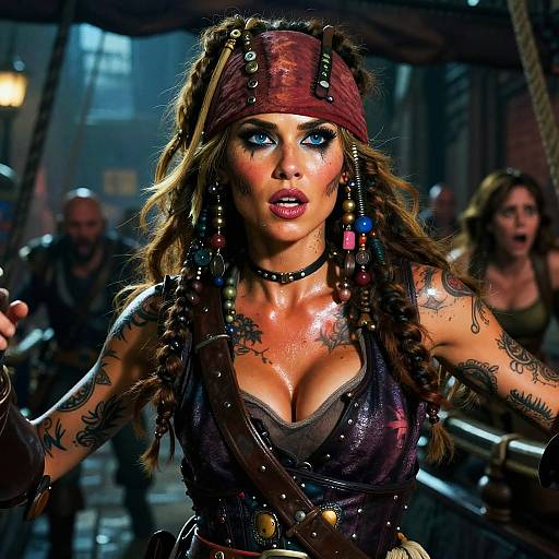 Fearless Female Pirate Captain at Sea