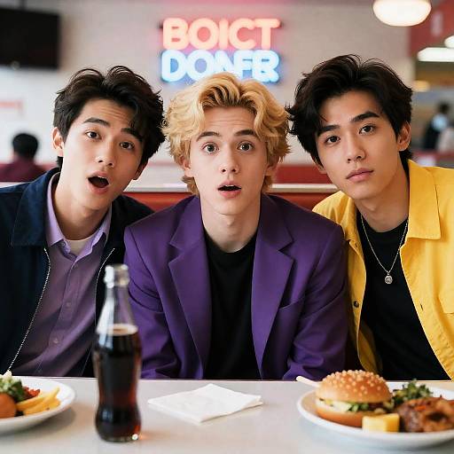 Three Friends in a Retro Diner Scene