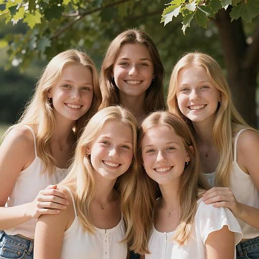 Joyful Group of Blonde Girls Outdoors
