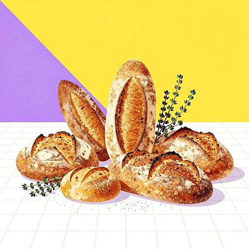 Artisanal Bread Arrangement with Thyme