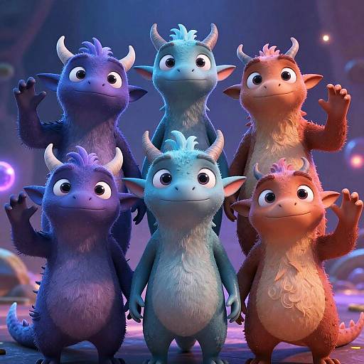 Fantasy Creatures in Animated Style