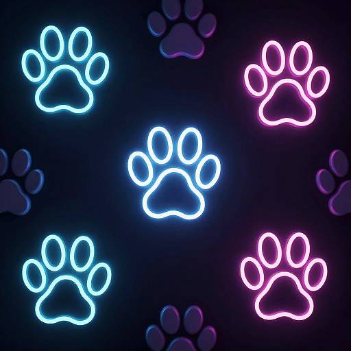 Neon Cyberpunk Glowing Paw Prints