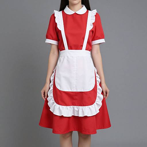 Elegant Red Maid Outfit Woman