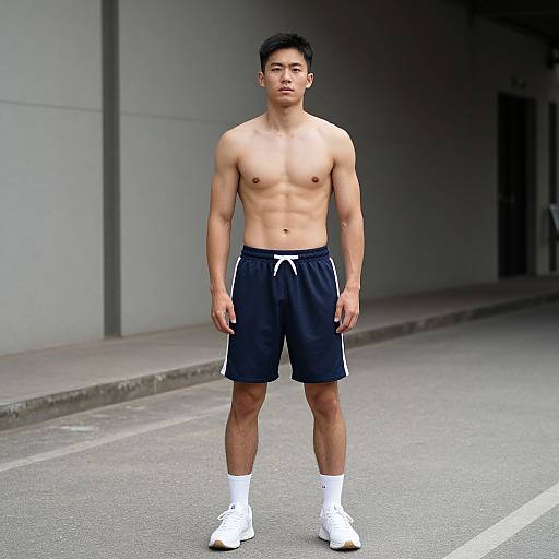 Male Sports Costume Posing Shirtless