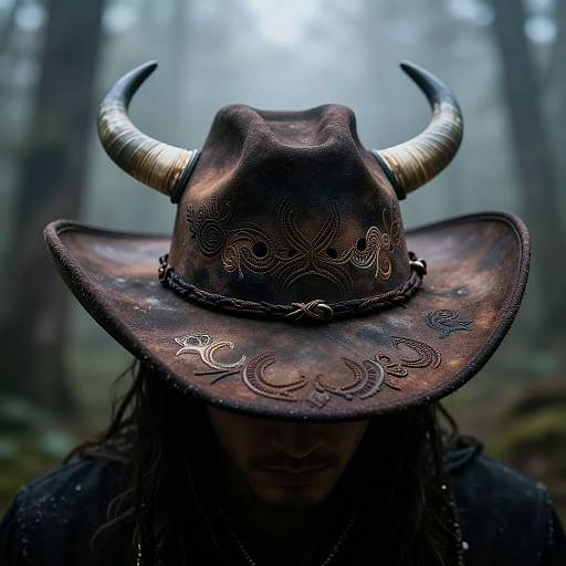 Mythical Horned Cowboy Hat Design