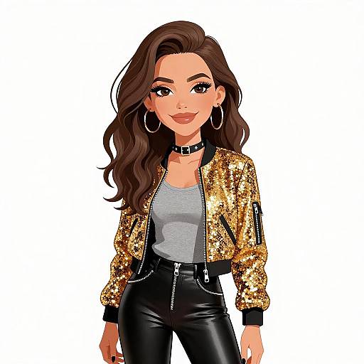 Glam Rock Woman with Sequined Jacket