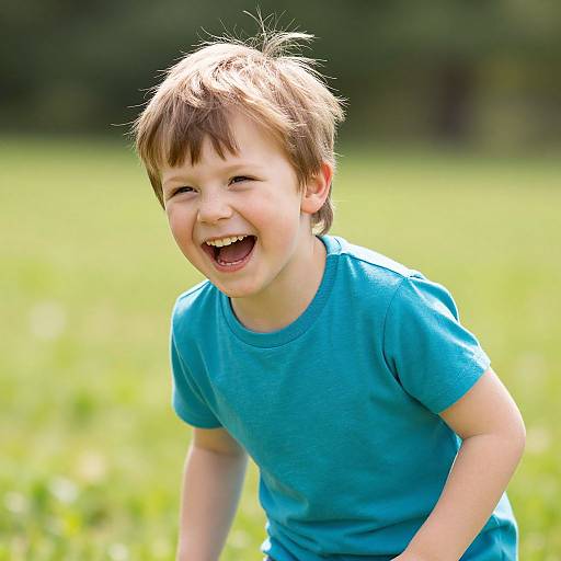 Joyful Child Laughing in Meadow