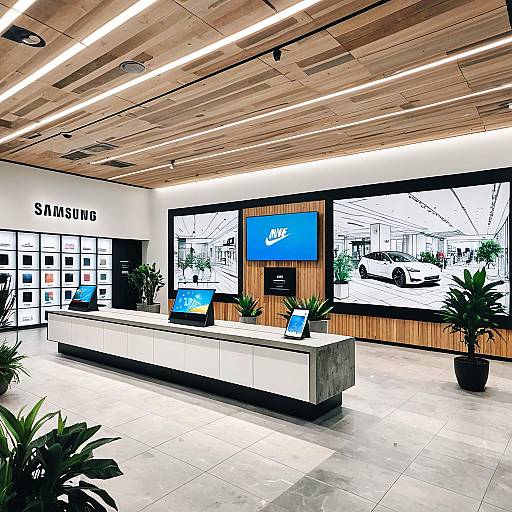 Modern Samsung Retail Store Interior with Digital Screens