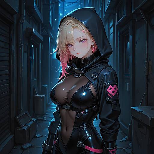 Stylish Girl in Hooded Bodysuit