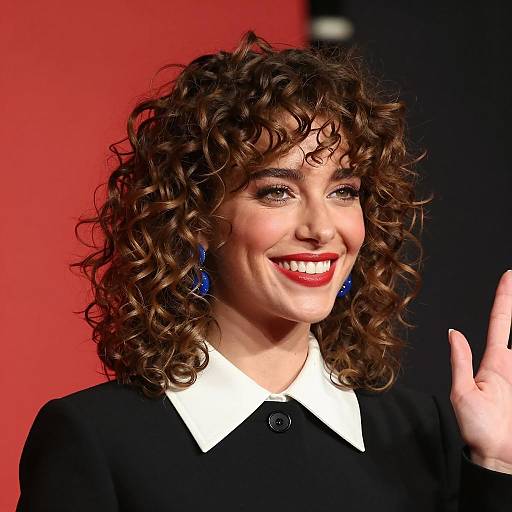 Cheerful Woman in Stylish Outfit