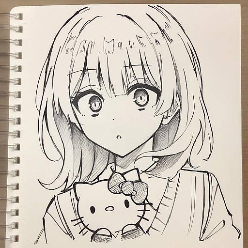 Illustration of Hello kitty (character), sanrio in the style of Somechime (sometime1209)