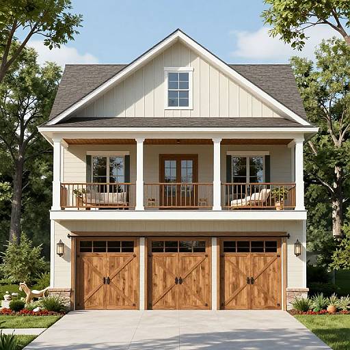 Rustic Two-Story House with Barn Garage