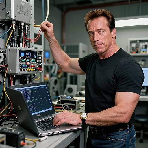 Arnold Schwarzenegger Coding in Mechanical Room