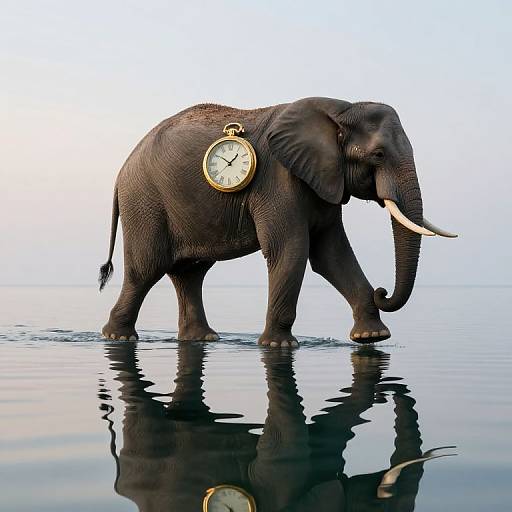 Majestic Elephant with Golden Clock