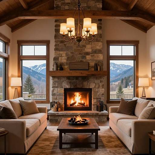 Cozy Living Room with Mountain View