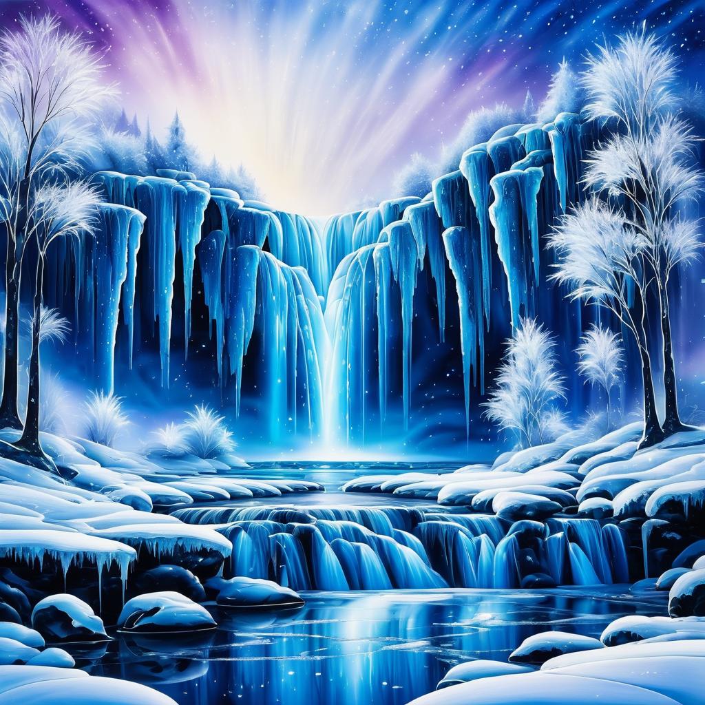 Enchanted Frozen Waterfall Painting