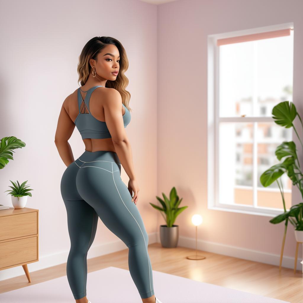 Timid Fitness Beauty in Bedroom Pose