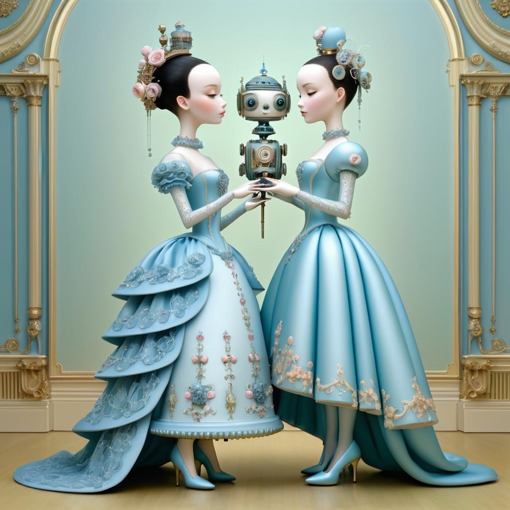 Elegant Robot-Human Kissing Portrait