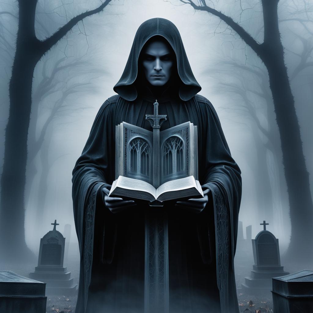 Eerie Graveyard with Mysterious Figure