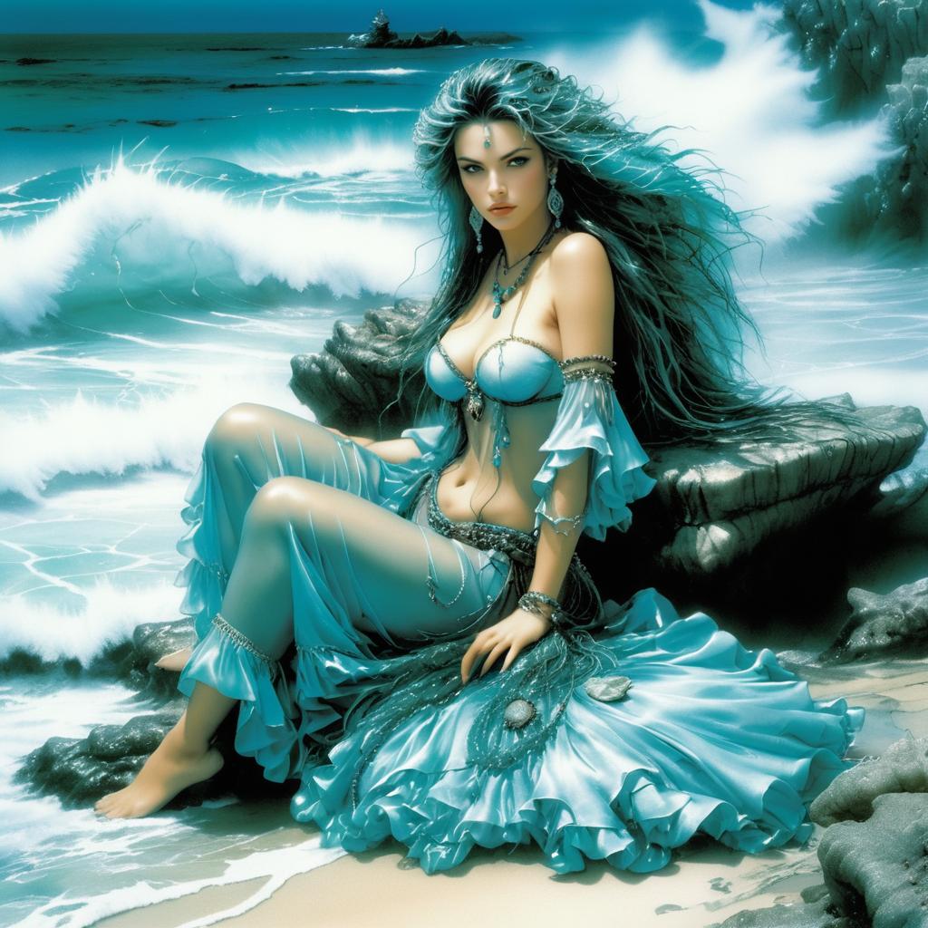 Enchanting Siren by the Rocky Shore