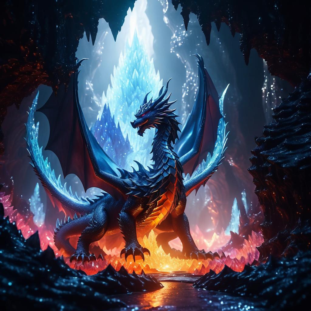 Majestic Dragon in Magical Cavern