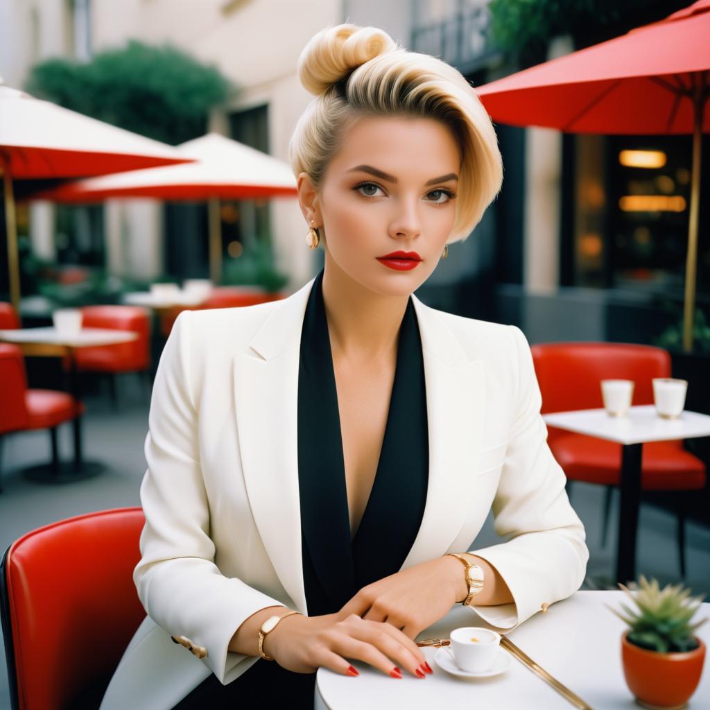 Chic Woman at Outdoor Café Portrait