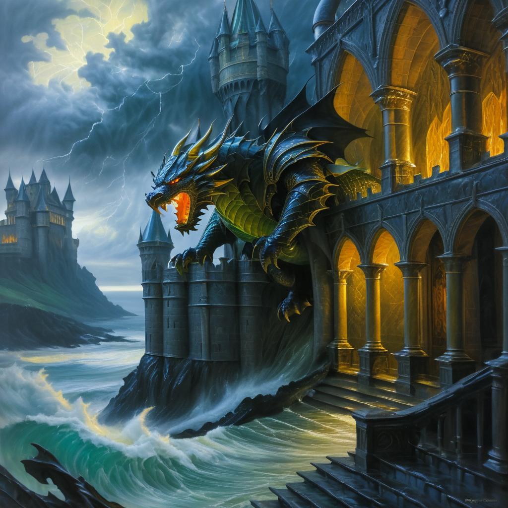 Fierce Dragon Knight in Stormy Castle