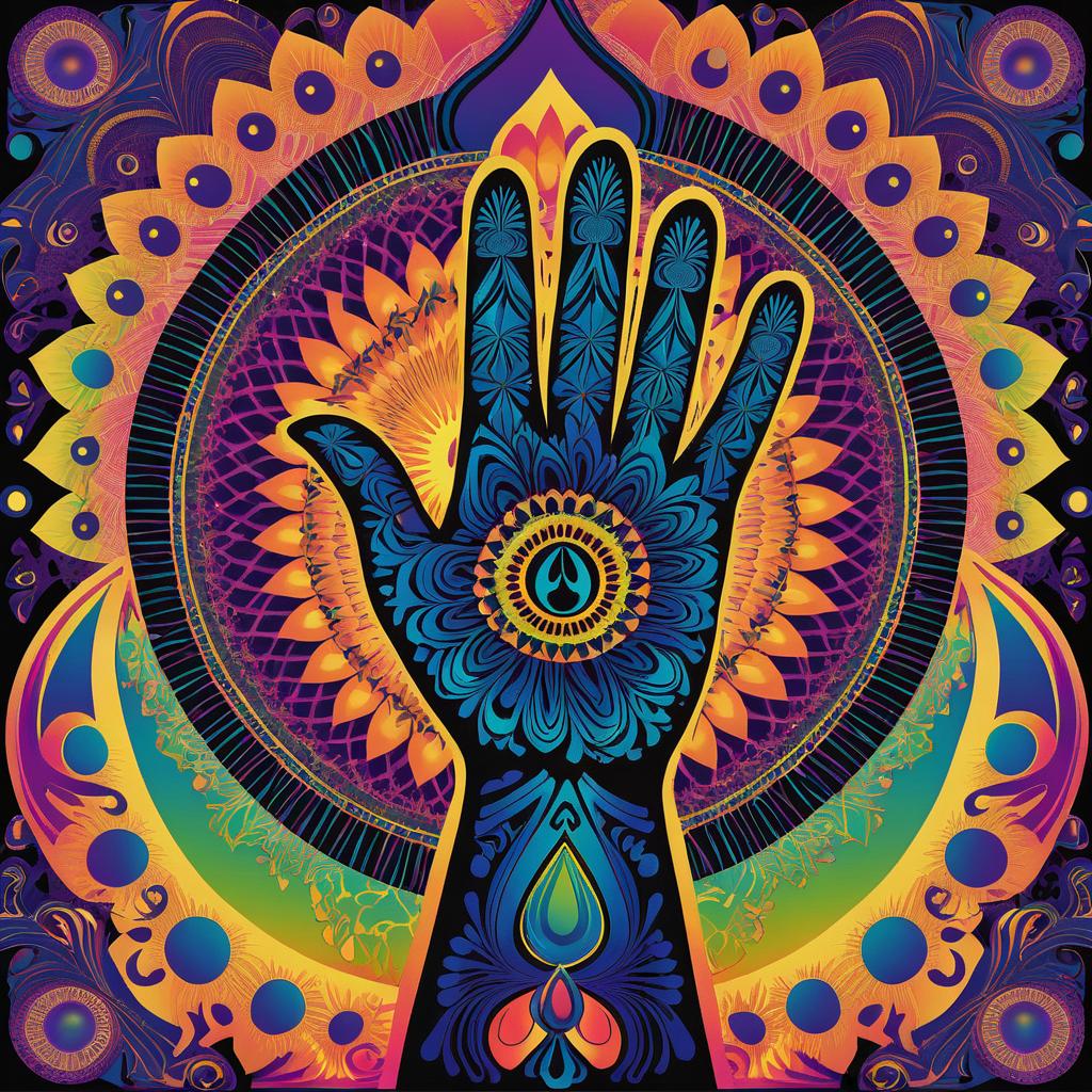 Psychedelic Ankh Hand Print Design