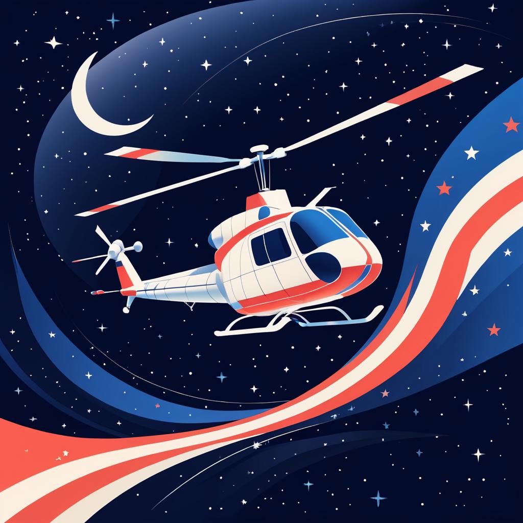 Retro Helicopter Launching into Space