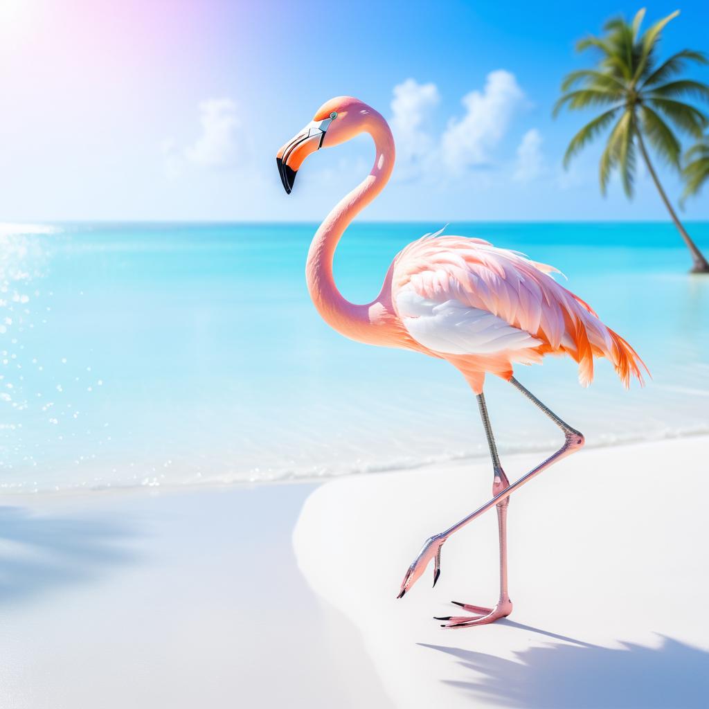 Steampunk Flamingo on Serene Beach