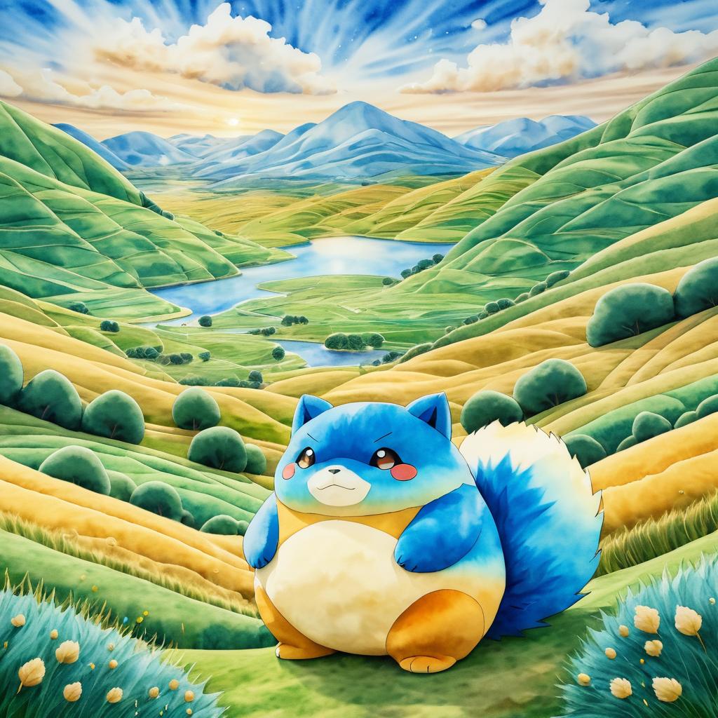 Serene Snorlax Portrait in Watercolor