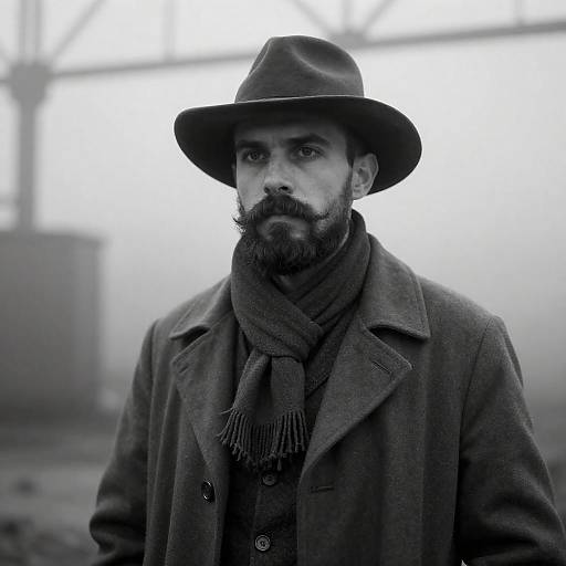 Mysterious Bearded Man in Foggy Setting