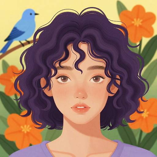 Pop Art Portrait with Floral Background