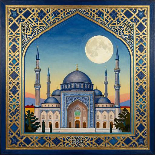 Modern Islamic Geometric Cityscape Art