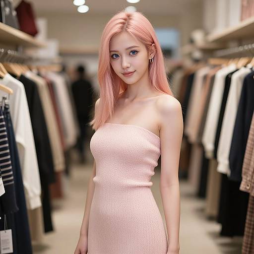 Photorealistic Girl in Clothing Store