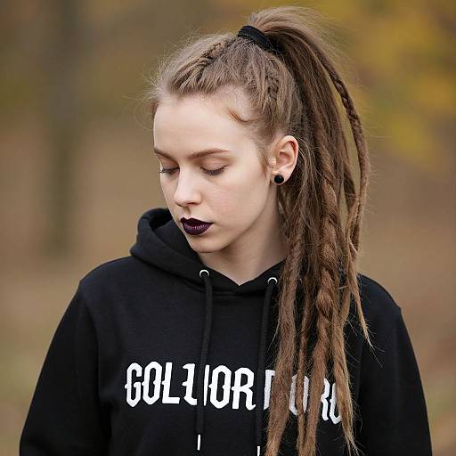 Young Woman with Dreadlocks in Hoodie
