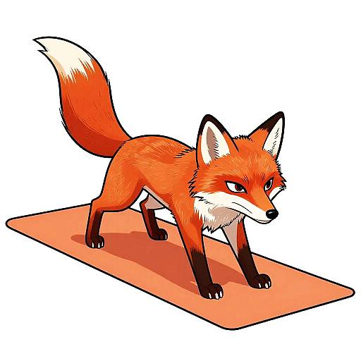 Angry Red Fox on Yoga Mat Illustration