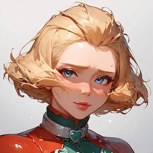 Blonde Anime Girl in Red Bodysuit